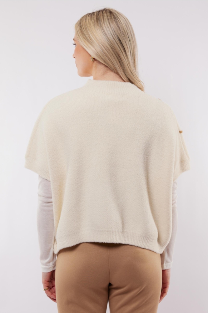 VIOLETTE KNIT GILET 25NOC07 016523 WOOL WHITE/LIGHT CAMEL